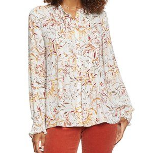 Nydj Printed Pleated Peasant Blouse- Size M